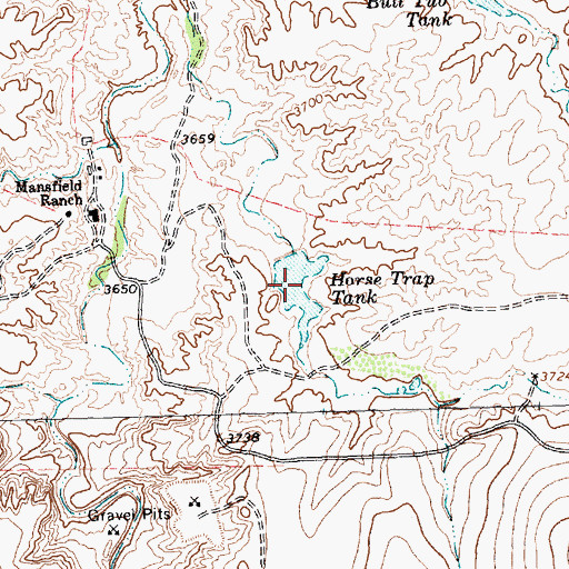 Topographic Map of Horse Trap Tank, TX