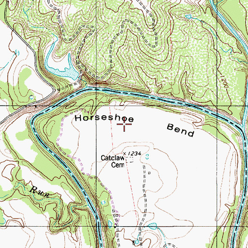 Topographic Map of Horseshoe Bend, TX