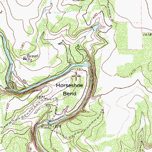 Topographic Map of Horseshoe Bend, TX
