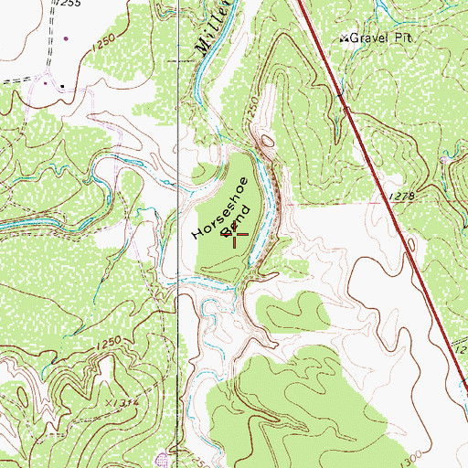 Topographic Map of Horseshoe Bend, TX