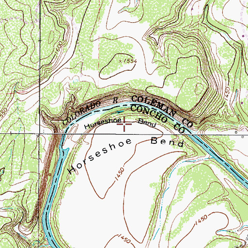 Topographic Map of Horseshoe Bend, TX