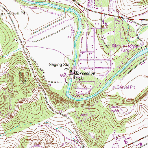 Topographic Map of Horseshoe Falls, TX