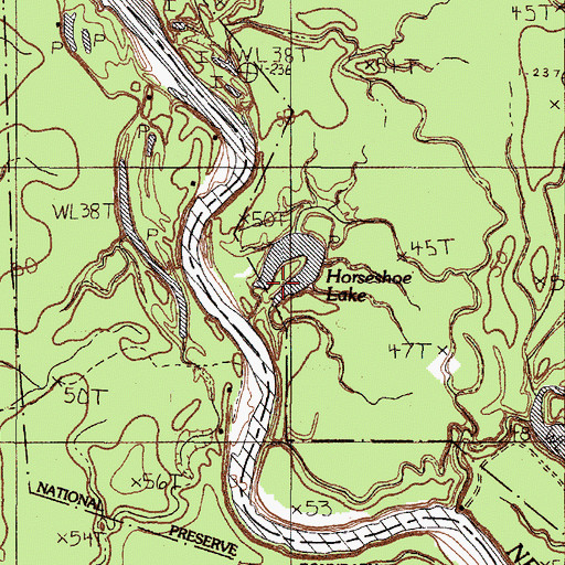 Topographic Map of Horseshoe Lake, TX