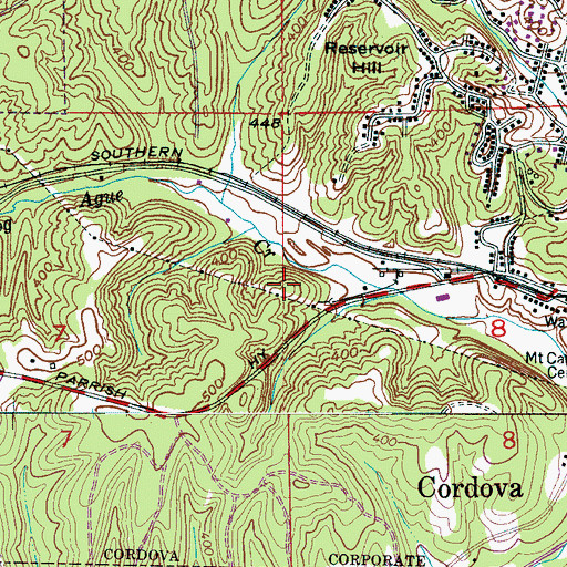 Topographic Map of Sulphur Springs Mine, AL