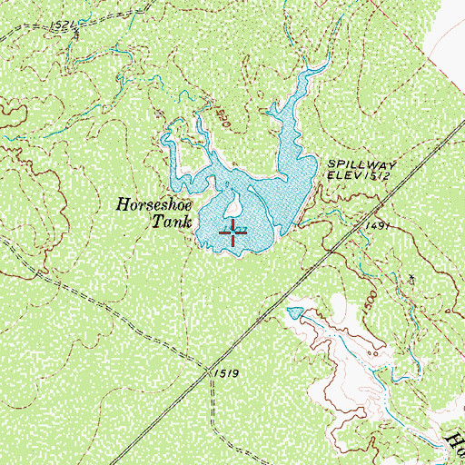 Topographic Map of Horseshoe Tank, TX