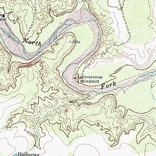 Topographic Map of Horseshoe Windmill, TX