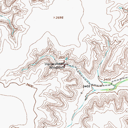 Topographic Map of Horseshoes Windmill, TX