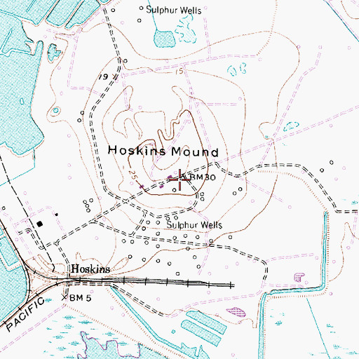 Topographic Map of Hoskins Mound, TX
