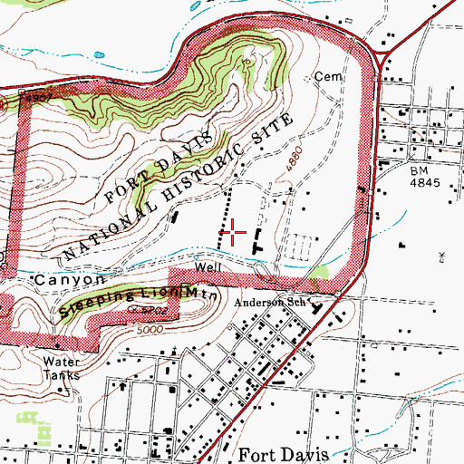 Topographic Map of Hospital Canyon, TX