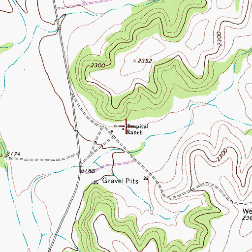 Topographic Map of Hospital Ranch, TX