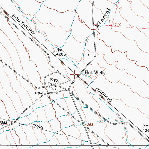 Topographic Map of Hot Wells, TX