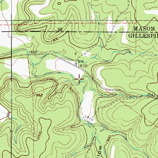 Topographic Map of House Hollow, TX