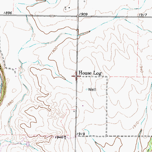 Topographic Map of House Log, TX