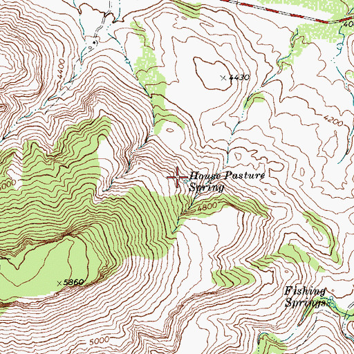 Topographic Map of House Pasture Spring, TX