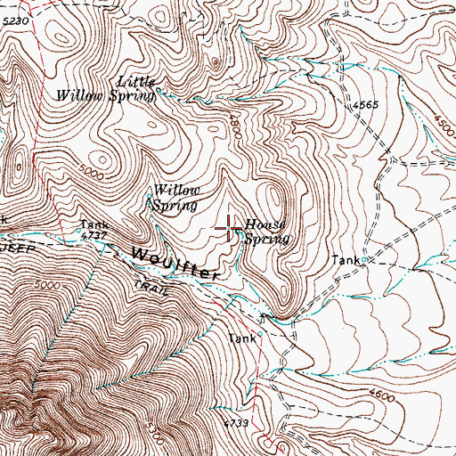 Topographic Map of House Spring, TX
