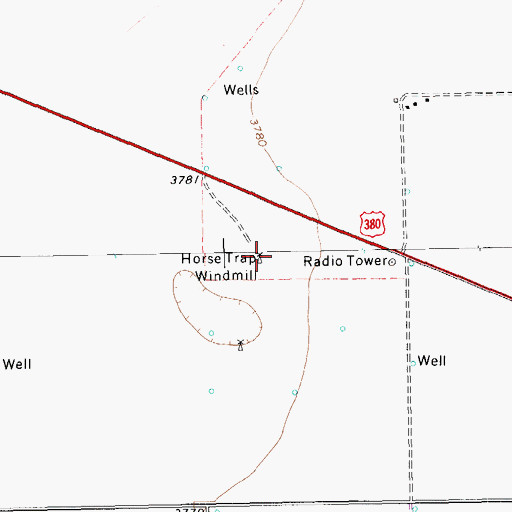 Topographic Map of House Trap Windmill, TX
