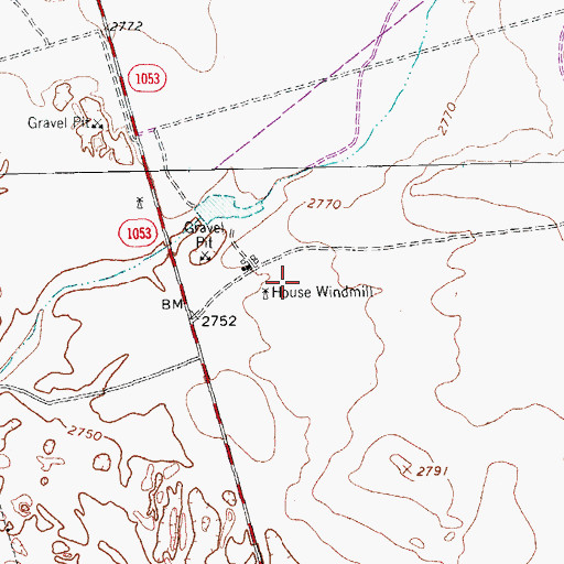 Topographic Map of House Windmill, TX