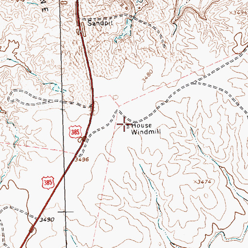 Topographic Map of House Windmill, TX