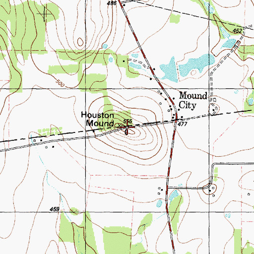Topographic Map of Houston Mound, TX