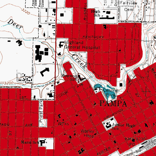 Topographic Map of Houston School, TX