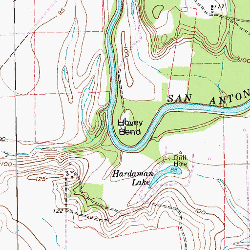 Topographic Map of Hovey Bend, TX