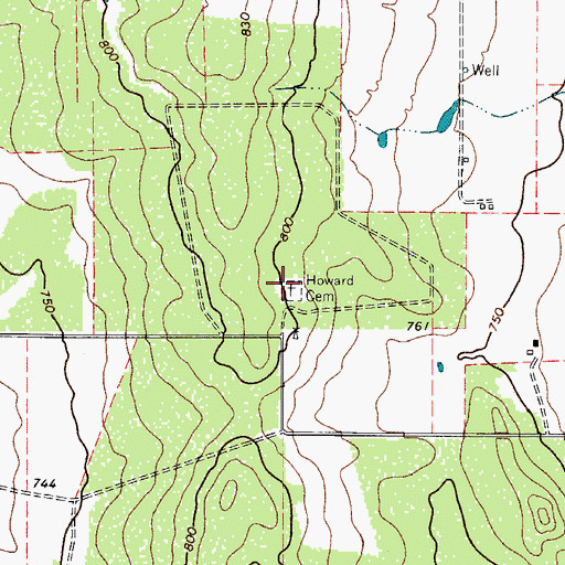 Topographic Map of Howard Cemetery, TX