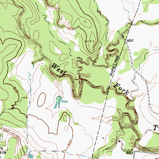 Topographic Map of Howard Creek, TX