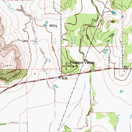 Topographic Map of Howard Valley Cemetery, TX