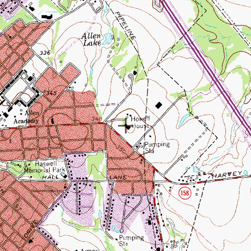 Topographic Map of Howell House, TX