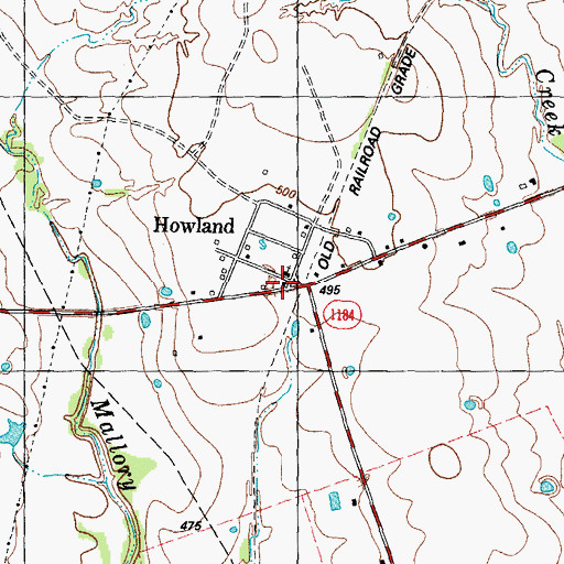 Topographic Map of Howland, TX