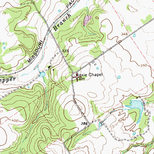 Topographic Map of Hoxie Chapel Cemetery, TX