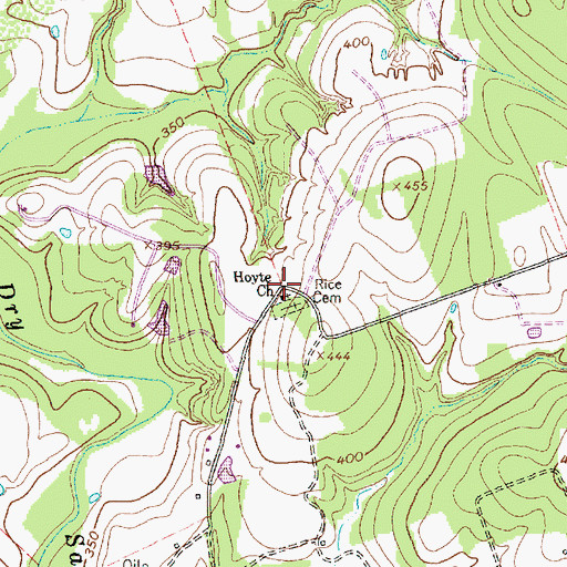 Topographic Map of Hoyte Church, TX