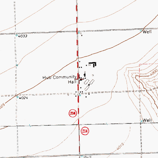 Topographic Map of Hub Community Hall, TX