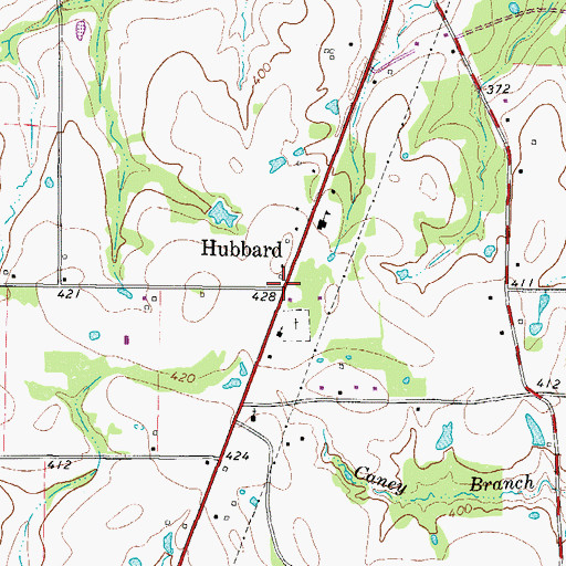 Topographic Map of Hubbard, TX