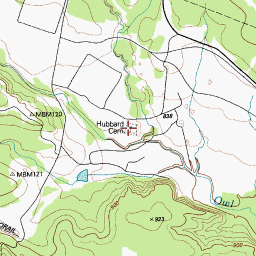 Topographic Map of Hubbard Cemetery, TX