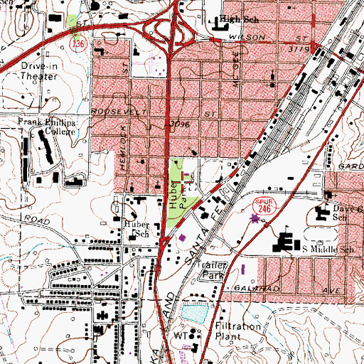 Topographic Map of Huber Park, TX