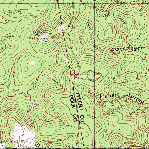 Topographic Map of Hubert Cemetery, TX