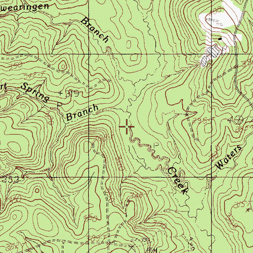 Topographic Map of Hubert Spring Branch, TX