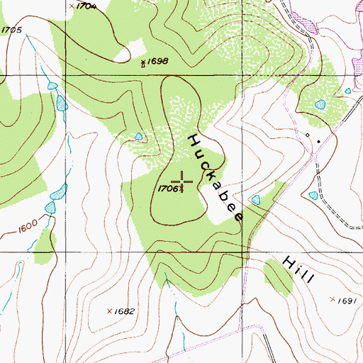 Topographic Map of Huckabee Hill, TX