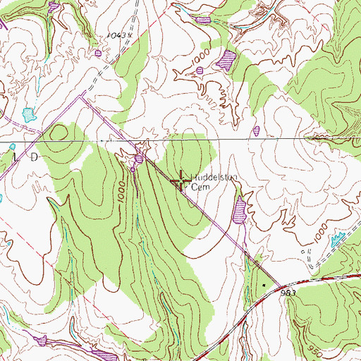 Topographic Map of Huddelston Cemetery, TX