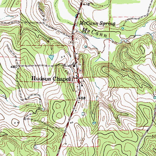 Topographic Map of Hudson Chapel, TX