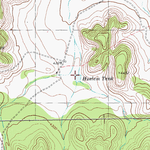 Topographic Map of Huelem Tank, TX