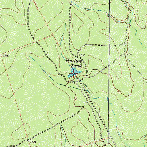 Topographic Map of Huellas Tank, TX