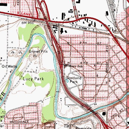 Topographic Map of Huey School, TX