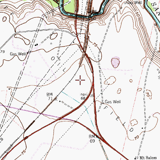 Topographic Map of Huff Oil Field, TX