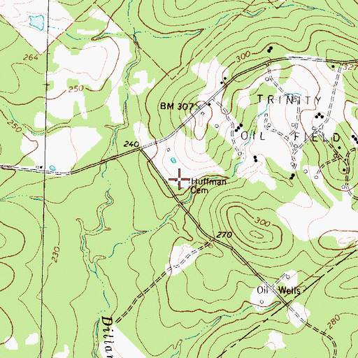 Topographic Map of Huffman Cemetery, TX