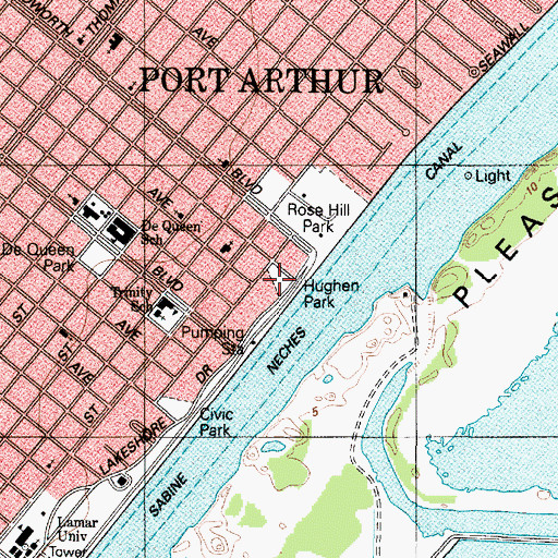 Topographic Map of Hughen Park, TX
