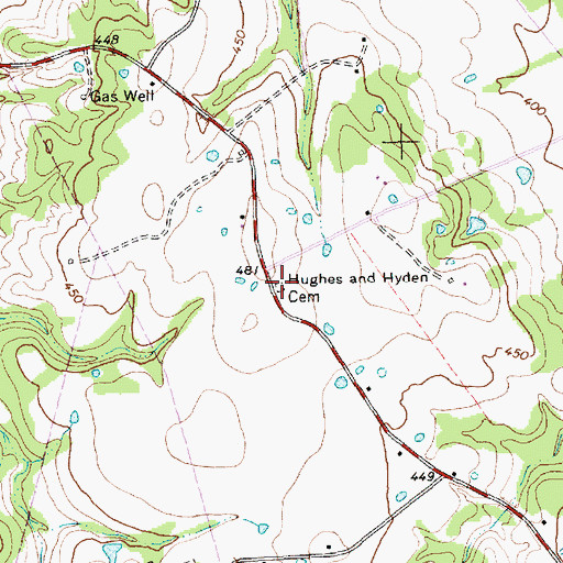 Topographic Map of Hughes and Hyden Cemetery, TX