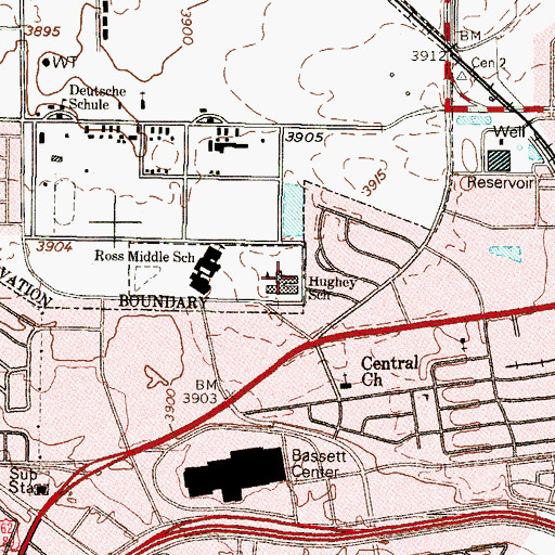 Topographic Map of Hughey School, TX