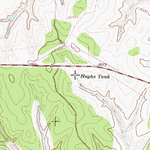 Topographic Map of Hughs Tank, TX